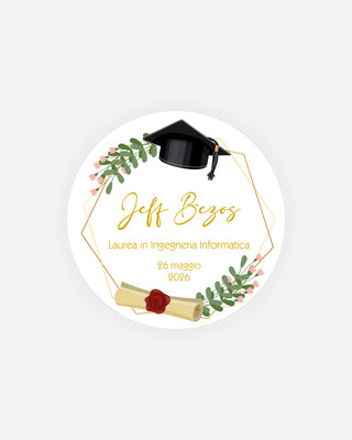 Bigliettini Laurea Tag personalizzato cartoncino o adesivo – Cerchio LC09