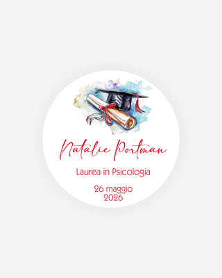 Bigliettini Laurea Tag personalizzato cartoncino o adesivo – Cerchio LC12