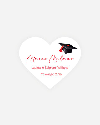 Bigliettini Laurea Tag personalizzato cartoncino o adesivo – Cuore LCU01