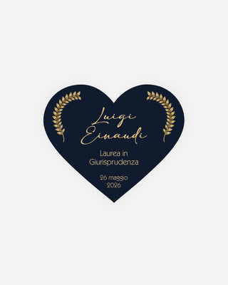 Bigliettini Laurea Tag personalizzato cartoncino o adesivo – Cuore LCU02