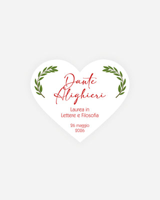 Bigliettini Laurea Tag personalizzato cartoncino o adesivo – Cuore LCU03