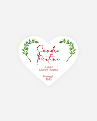 Bigliettini Laurea Tag personalizzato cartoncino o adesivo – Cuore LCU04