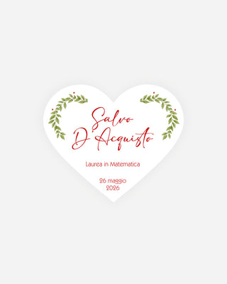 Bigliettini Laurea Tag personalizzato cartoncino o adesivo – Cuore LCU06