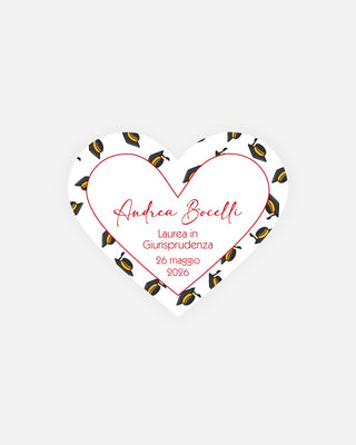 Bigliettini Laurea Tag personalizzato cartoncino o adesivo – Cuore LCU10