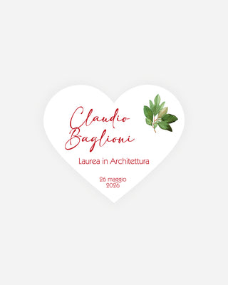 Bigliettini Laurea Tag personalizzato cartoncino o adesivo – Cuore LCU11