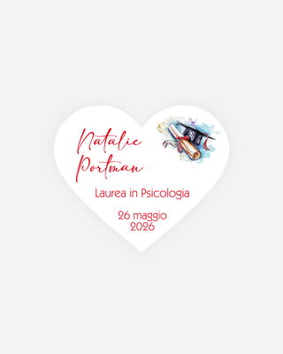Bigliettini Laurea Tag personalizzato cartoncino o adesivo – Cuore LCU12