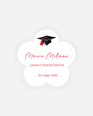 Bigliettini Laurea Tag personalizzato cartoncino o adesivo – Fiore LF01
