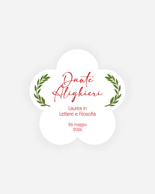 Bigliettini Laurea Tag personalizzato cartoncino o adesivo – Fiore LF03