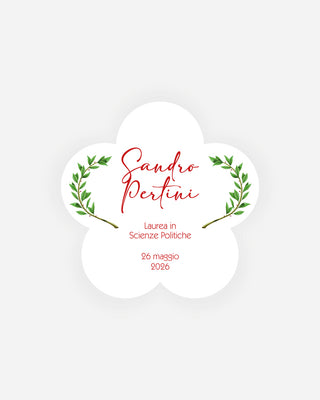 Bigliettini Laurea Tag personalizzato cartoncino o adesivo – Fiore LF04