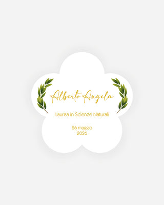 Bigliettini Laurea Tag personalizzato cartoncino o adesivo – Fiore LF08