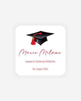 Bigliettini Laurea Tag personalizzato cartoncino o adesivo – Quadrato LQ01