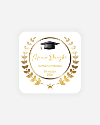 Bigliettini Laurea Tag personalizzato cartoncino o adesivo – Quadrato LQ07
