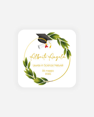 Bigliettini Laurea Tag personalizzato cartoncino o adesivo – Quadrato LQ08