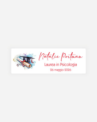 Bigliettini Laurea Tag personalizzato cartoncino o adesivo – Rettangolo LR12