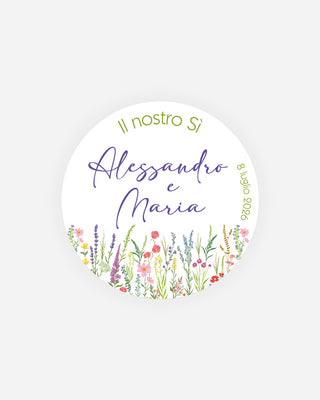 Bigliettini Matrimonio Tag personalizzato cartoncino o adesivo – Cerchio MC01
