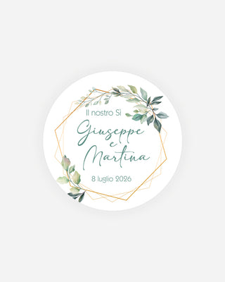 Bigliettini Matrimonio Tag personalizzato cartoncino o adesivo – Cerchio MC02