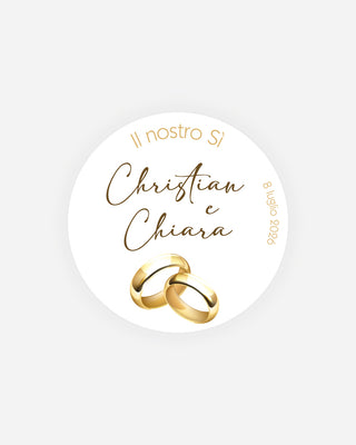 Bigliettini Matrimonio Tag personalizzato cartoncino o adesivo – Cerchio MC05