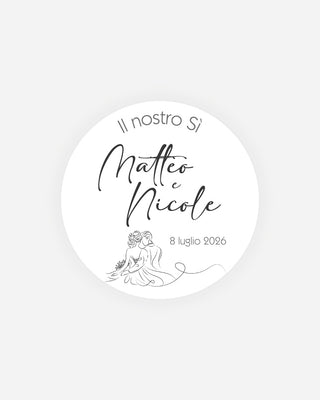 Bigliettini Matrimonio Tag personalizzato cartoncino o adesivo – Cerchio MC06