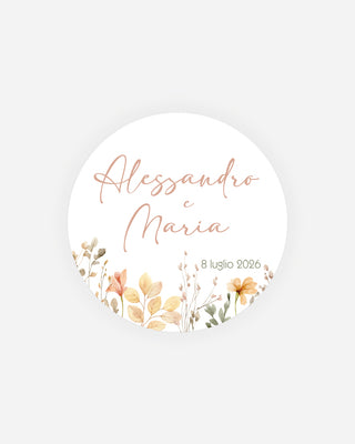 Bigliettini Matrimonio Tag personalizzato cartoncino o adesivo – Cerchio MC09