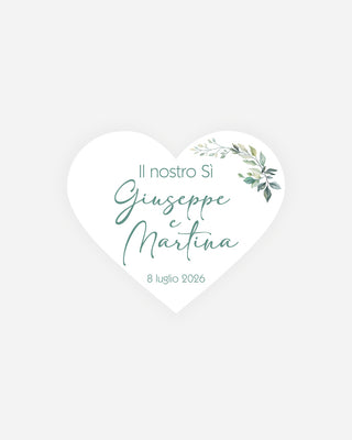 Bigliettini Matrimonio Tag personalizzato cartoncino o adesivo – Cuore MCU02