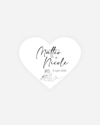 Bigliettini Matrimonio Tag personalizzato cartoncino o adesivo – Cuore MCU06