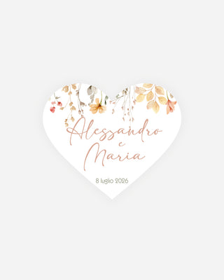 Bigliettini Matrimonio Tag personalizzato cartoncino o adesivo – Cuore MCU09