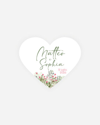 Bigliettini Matrimonio Tag personalizzato cartoncino o adesivo – Cuore MCU10