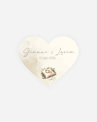 Bigliettini Matrimonio Tag personalizzato cartoncino o adesivo – Cuore MCU11
