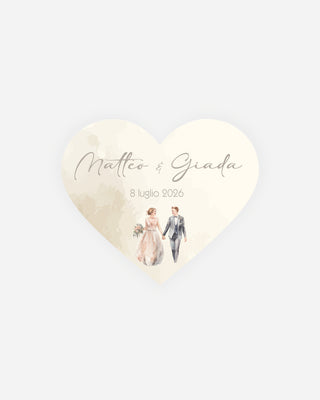 Bigliettini Matrimonio Tag personalizzato cartoncino o adesivo – Cuore MCU12