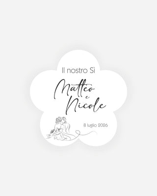 Bigliettini Matrimonio Tag personalizzato cartoncino o adesivo – Fiore MF06