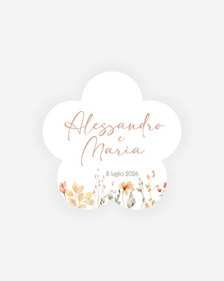 Bigliettini Matrimonio Tag personalizzato cartoncino o adesivo – Fiore MF09