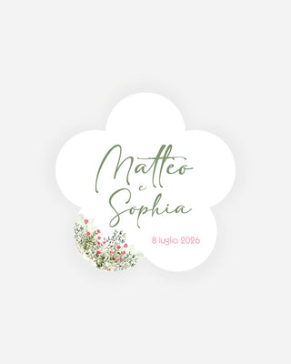 Bigliettini Matrimonio Tag personalizzato cartoncino o adesivo – Fiore MF10