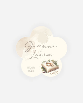 Bigliettini Matrimonio Tag personalizzato cartoncino o adesivo – Fiore MF11