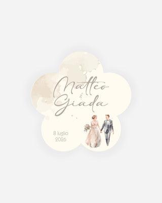 Bigliettini Matrimonio Tag personalizzato cartoncino o adesivo – Fiore MF12