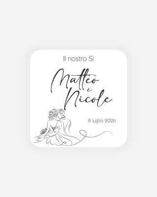 Bigliettini Matrimonio Tag personalizzato cartoncino o adesivo – Quadrato MQ06