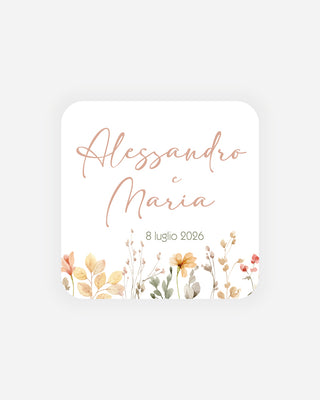 Bigliettini Matrimonio Tag personalizzato cartoncino o adesivo – Quadrato MQ09