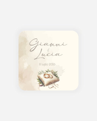 Bigliettini Matrimonio Tag personalizzato cartoncino o adesivo – Quadrato MQ11
