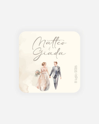Bigliettini Matrimonio Tag personalizzato cartoncino o adesivo – Quadrato MQ12