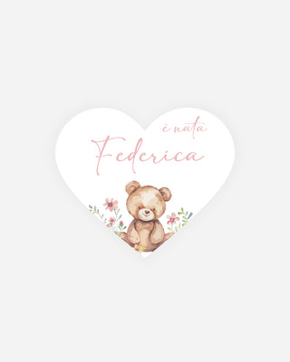 Bigliettini Nascita Tag personalizzato cartoncino o adesivo – Cuore NCU03