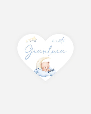 Bigliettini Nascita Tag personalizzato cartoncino o adesivo – Cuore NCU05