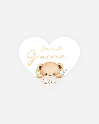 Bigliettini Nascita Tag personalizzato cartoncino o adesivo – Cuore NCU06
