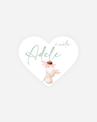 Bigliettini Nascita Tag personalizzato cartoncino o adesivo – Cuore NCU07