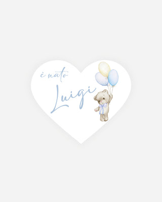 Bigliettini Nascita Tag personalizzato cartoncino o adesivo – Cuore NCU08