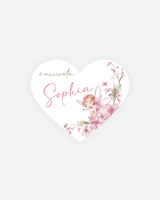 Bigliettini Nascita Tag personalizzato cartoncino o adesivo – Cuore NCU09