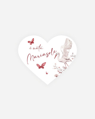 Bigliettini Nascita Tag personalizzato cartoncino o adesivo – Cuore NCU10