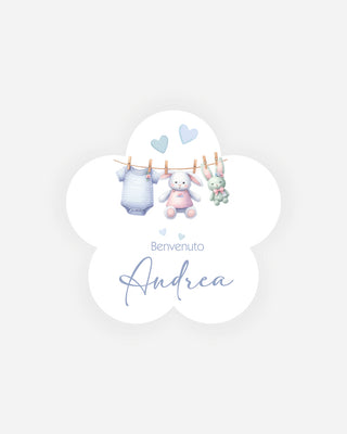 Bigliettini Nascita Tag personalizzato cartoncino o adesivo – Fiore NF01