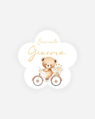 Bigliettini Nascita Tag personalizzato cartoncino o adesivo – Fiore NF06