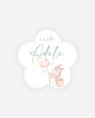 Bigliettini Nascita Tag personalizzato cartoncino o adesivo – Fiore NF07