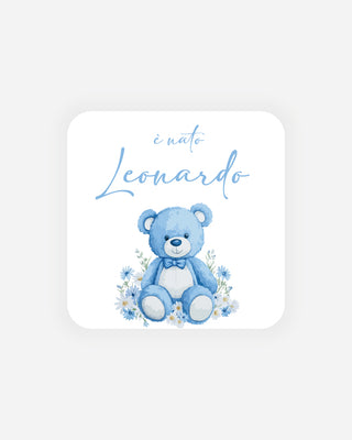 Bigliettini Nascita Tag personalizzato cartoncino o adesivo – Quadrato NQ04