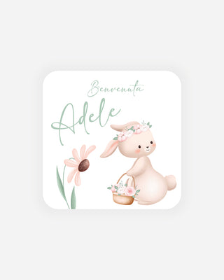 Bigliettini Nascita Tag personalizzato cartoncino o adesivo – Quadrato NQ07